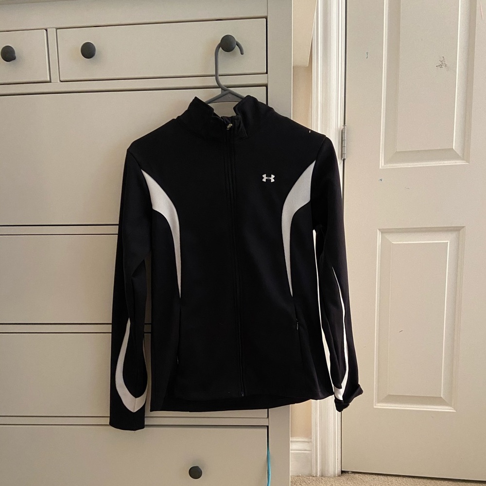 Black and white under armor zip up jacket